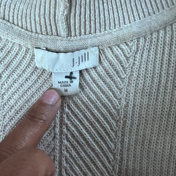 J.Jill Cotton Knit Cardigan Sweater Sz Medium Gray Button Down Minimalist Casual - Picture 6 of 8